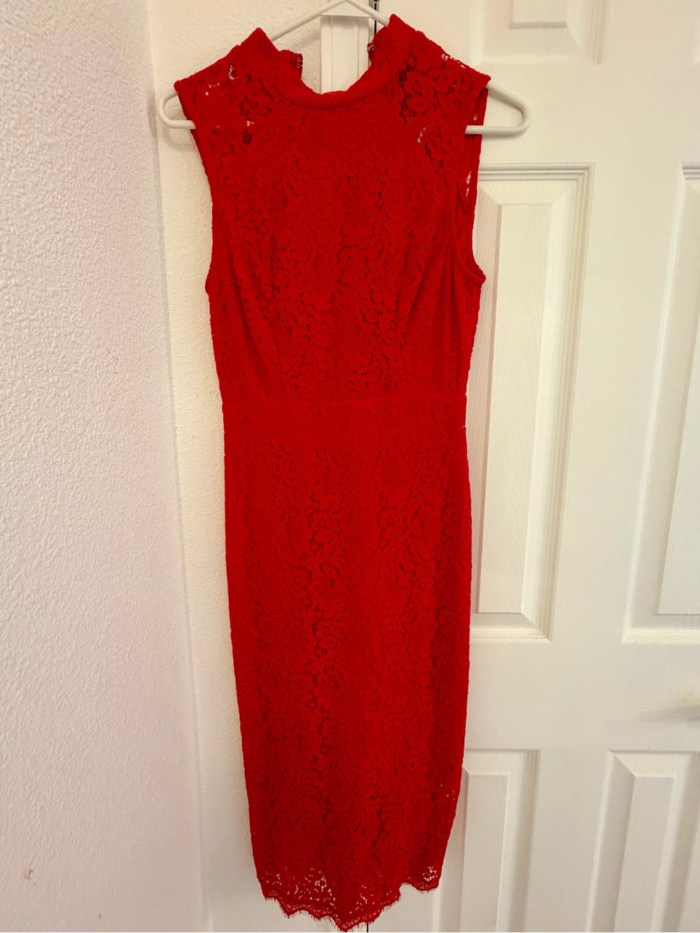Soprano Red Lace Midi Dress